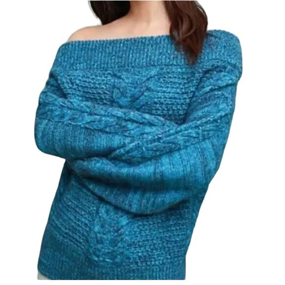 Anthropologie Sleeping On Snow Alpaca Blend Turquoise Sweater - XS - Picture 2 of 9